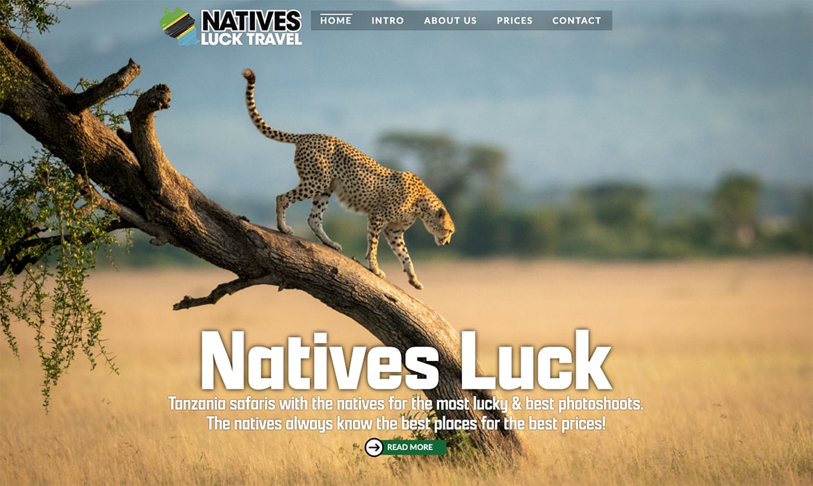 Webdesign voor Natives Luck Travel Tanzania
